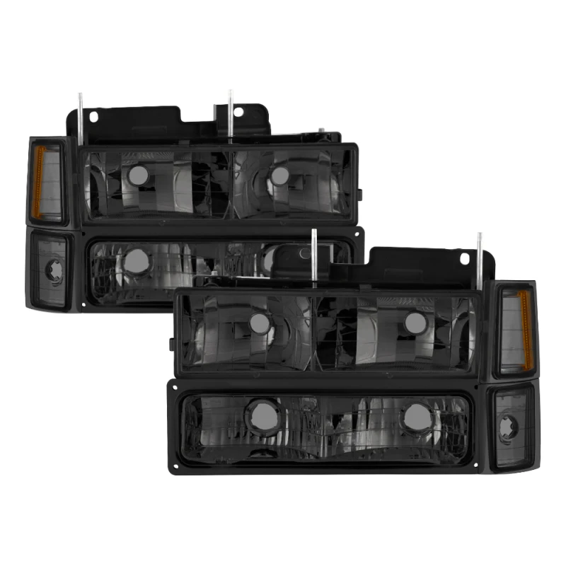 spyder_5072238-67975fe50a6a5 Xtune Chevy Suburban 94-98 Headlights w/ Corner & Parking Lights 8pcs Smoked HD-JH-CCK88-AM-SM-SET