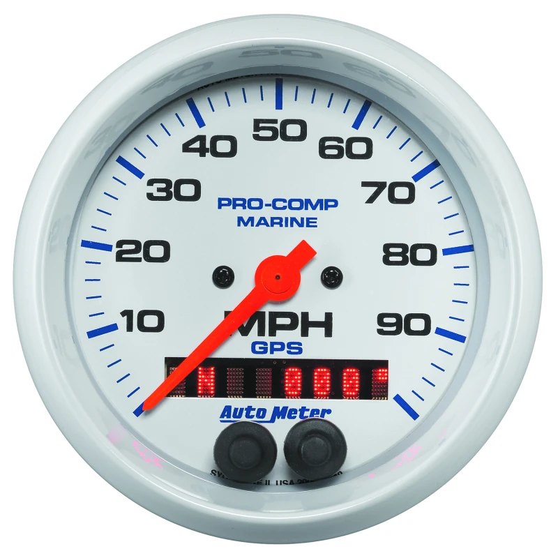Autometer Gauge GPS Speedometer 3-3/8in 100 MPH Marine White Gauge