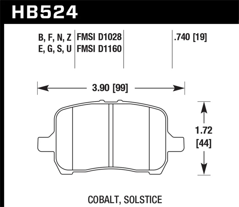 Hawk 05-07 Cobalt SS / 08-09 HHR / 04+ Malibu / 07A+ G5 GT / 06+ G6 / HPS Straßenbremsbeläge