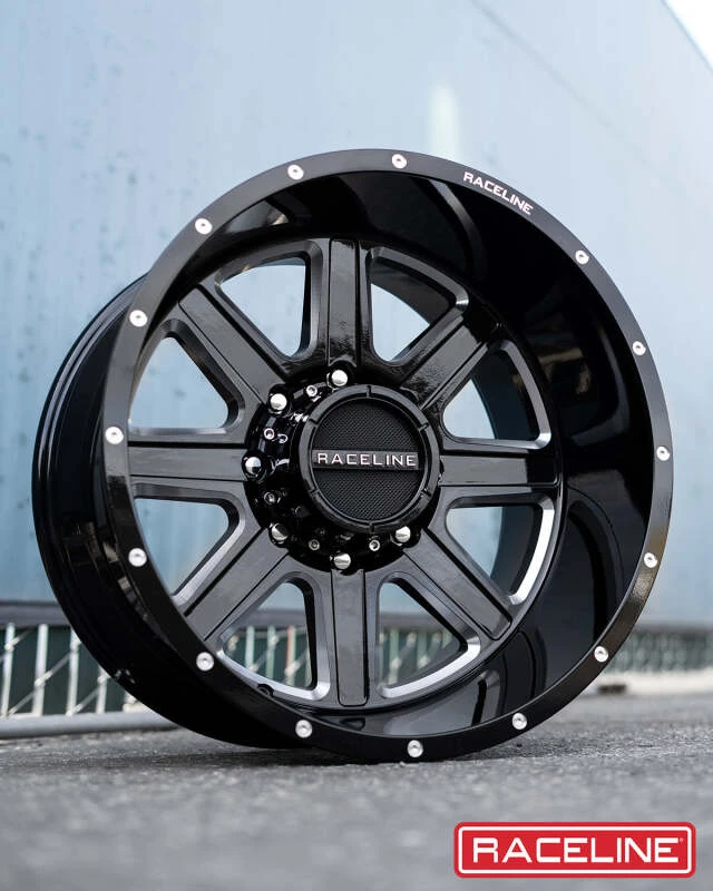 Raceline 940M Hostage 16x8in / 6x139.7 BP / 0mm Offset / 106.1mm Bore - Black & Milled Wheel