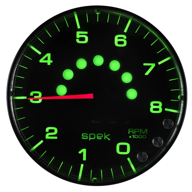 Autometer Spek-Pro Gauge Tachometer 5in 8K Rpm W/Shift Light & Peak Mem Black/Black
