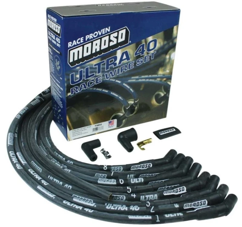 Moroso Ford 289-302 Ignition Wire Set – Ultra 40 – Sleeved – HEI – 135 Degree – Black