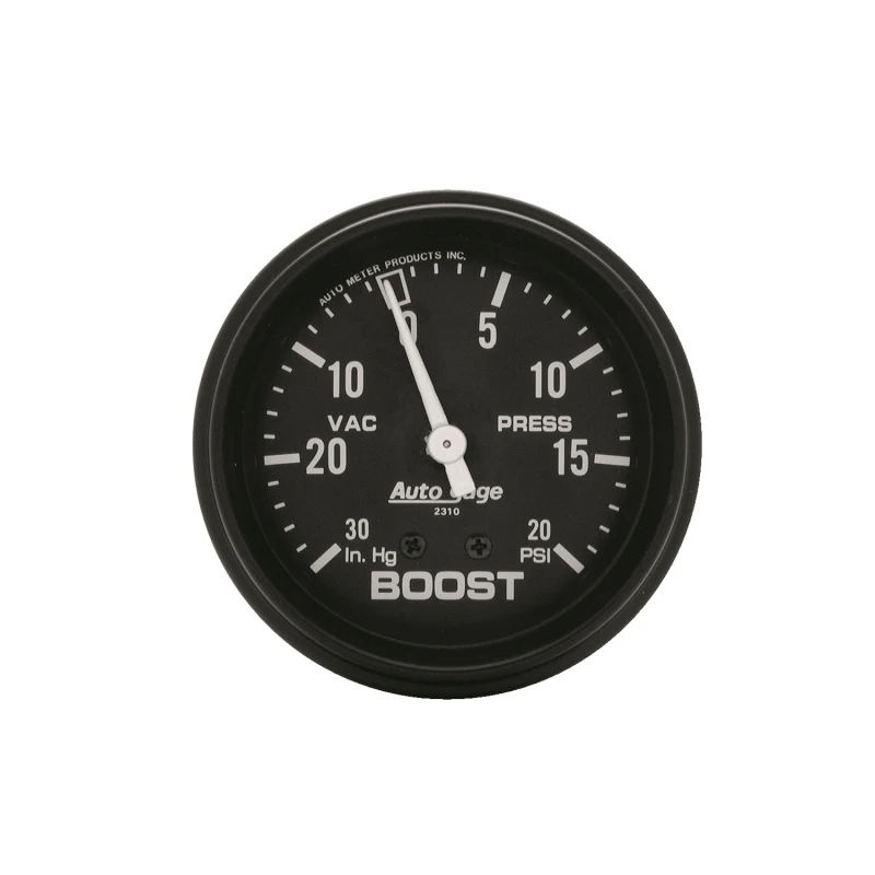 Autometer Schwarzes 2-5/8in 30 In Hg-Vac / 20 PSI Mechanisches Vakuum/Boost-Manometer