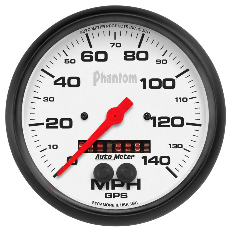 Autometer Phantom 5in 140 MPH In-Dash Full Sweep Speedometer w/ GPS Rally Nav Display