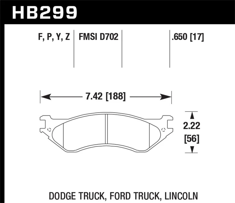 HawkDodge B1500 VanDurango/1500 Pickup/1500 Van / Ford / Lincoln LTS Straße Vorne & Hinten Bremse Pad