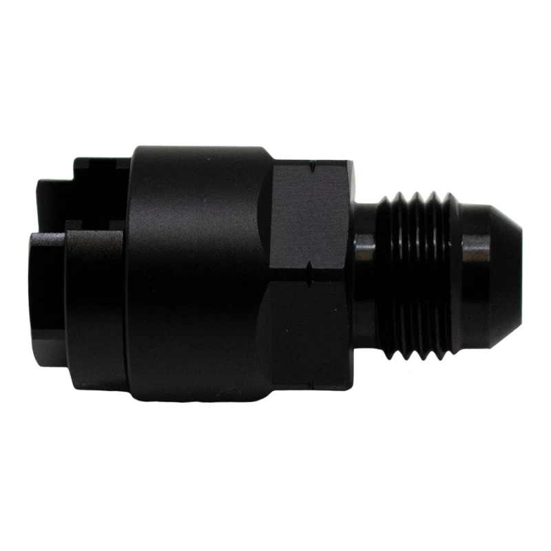 DeatschWerks 6AN-Masse-Flansch auf 1/4 Zoll weibliche EFI Quick Connect Adapter - Anodisiert Matt Schwarz