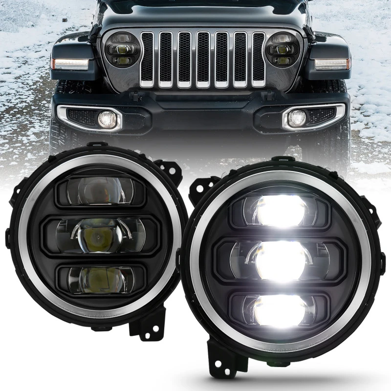 ANZO 2018-2019 Jeep Wrangler Voll-LED-Projektorscheinwerfer, Schwarz