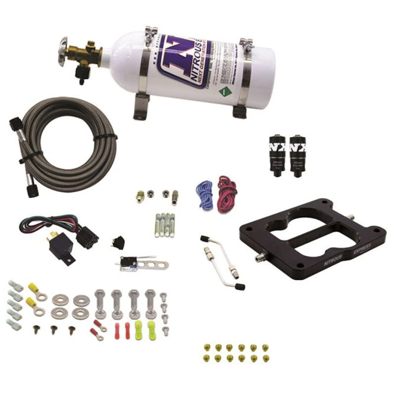 Nitrous Express Q-Jet/Holley Spread Bore Hitman Nitrous Kit (100-150-200HP) w/15lb Bottle