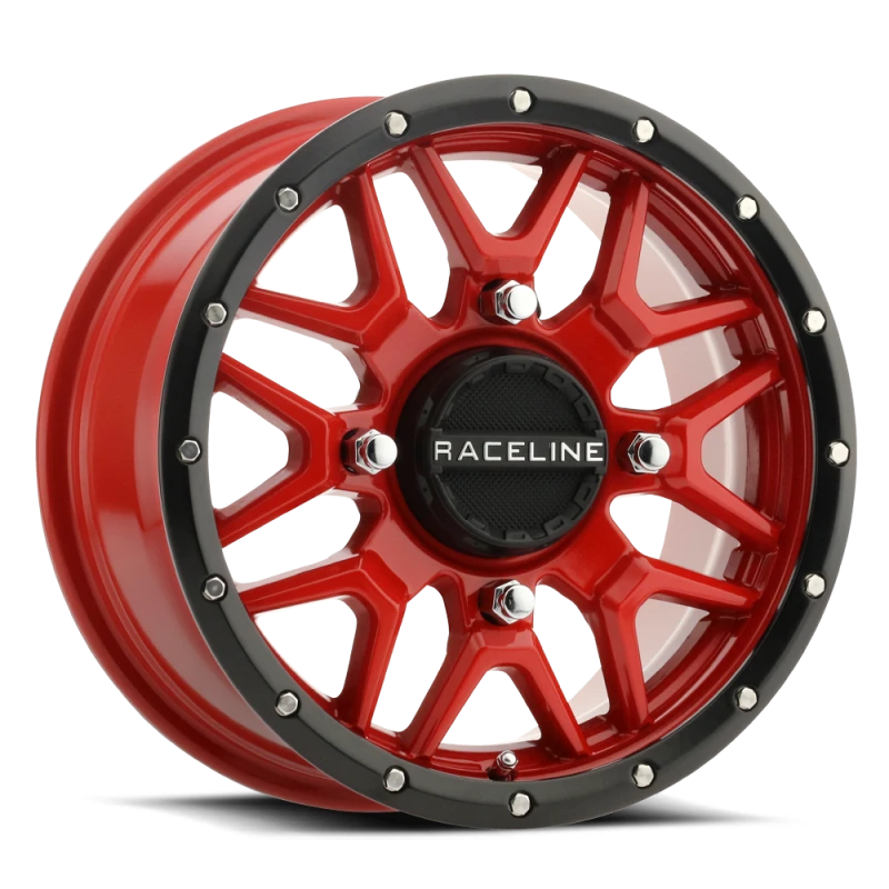 Raceline A94R Krank 14x7in / 4x110 BP / 10mm Offset / 83.8mm Bore - Red & Black Lip Wheel