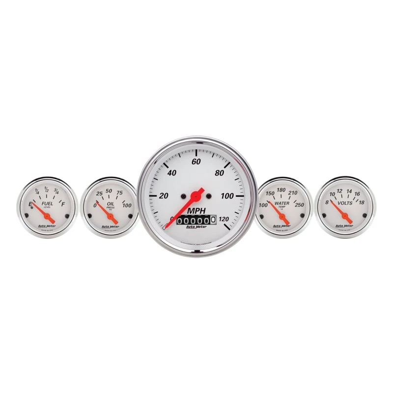 Autometer Arctic White 3-3/8-Zoll-Elektrisches Tachometer mit Rad-Odometer/ 2-1/16-Zoll-Öldruck