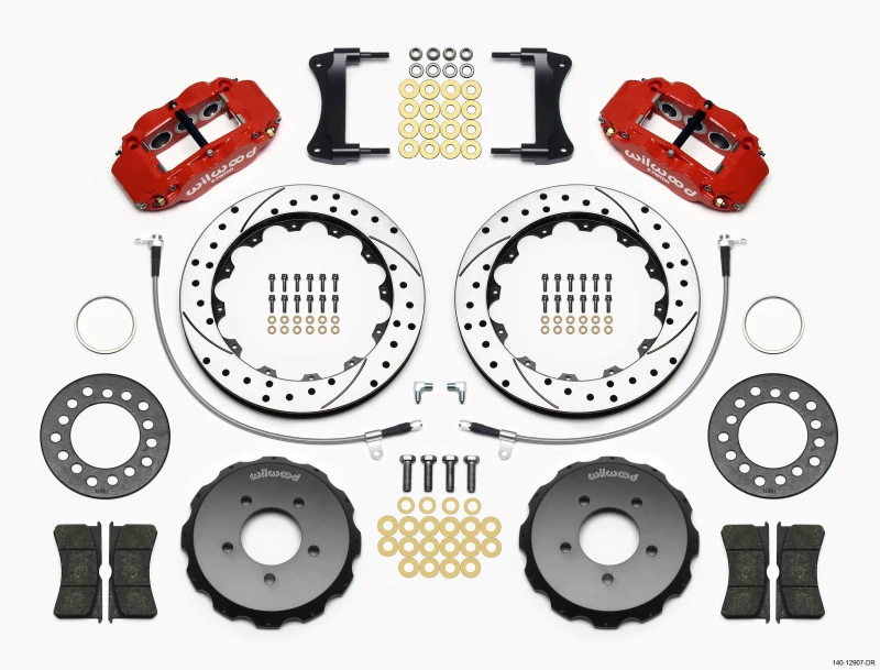 Wilwood Narrow Superlite 6R Front Hat Kit 12.88in Drill Red 2005-Up Mazda Miata w/ Lines
