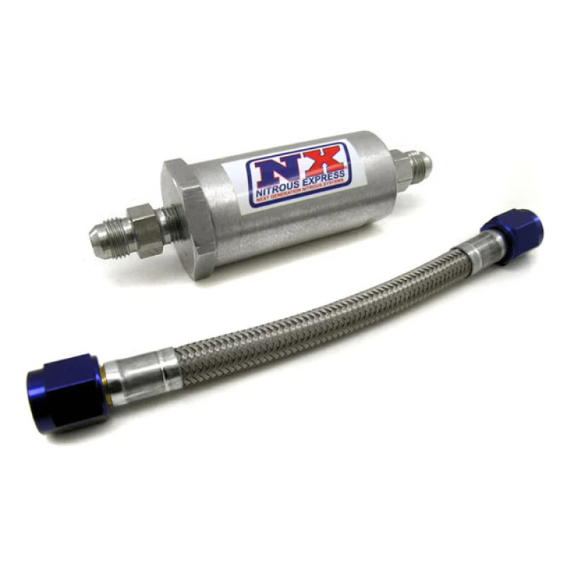 Nitrous Express 4AN Pure-Flo N2O Filter & 7 Edelstahl-Schlauch (lebenslang reinigbar)