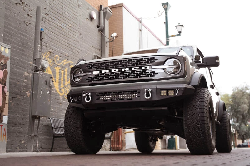 DV8 Offroad 2021+ Ford Bronco Bumper- Accommodates 20in Dual Row Light Bar & (4) 3in Pod Light Mount