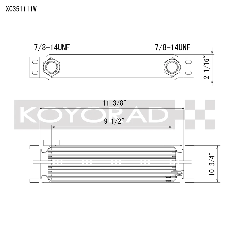 Koyo 35 Row Öl-Kühler 11,25in x 11in x 2in mit -10AN ORB Anschlüssen