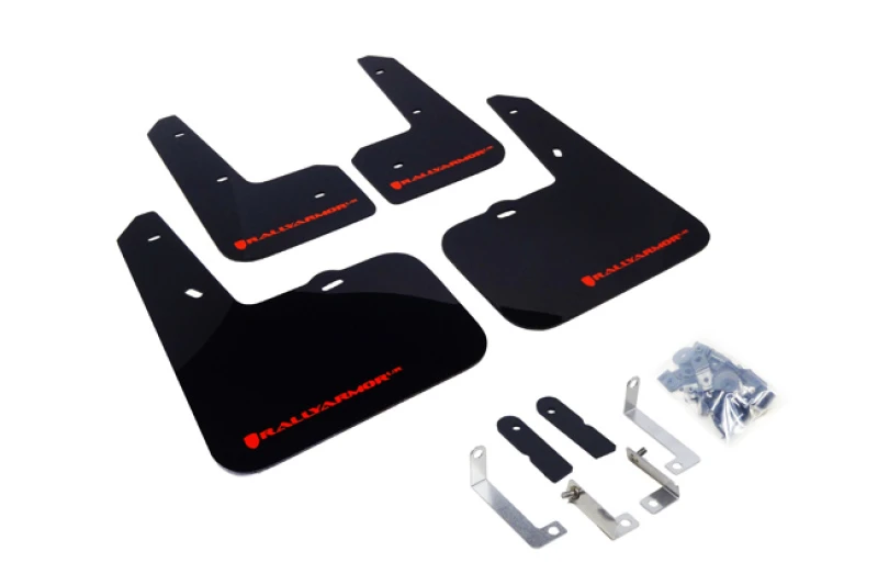 Rally Armor 12-18 Hyundai Veloster Schwarz UR Schmutzfänger mit rotem Logo