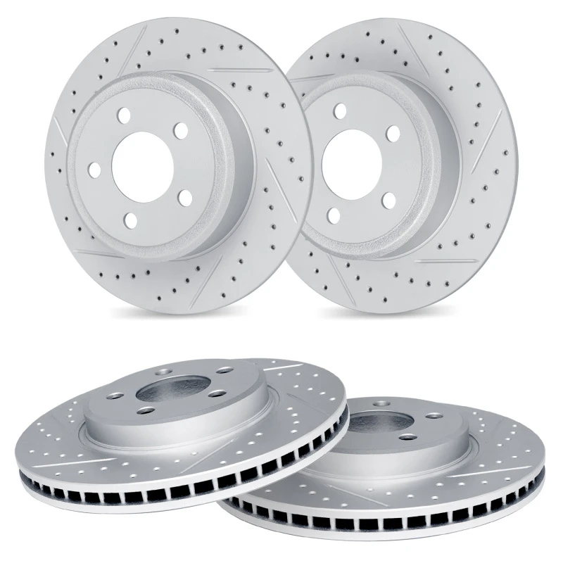 R1 03-07 Honda Accord Front & Rear Drilled & Slotted Carbon Coated Brake Rotor Set