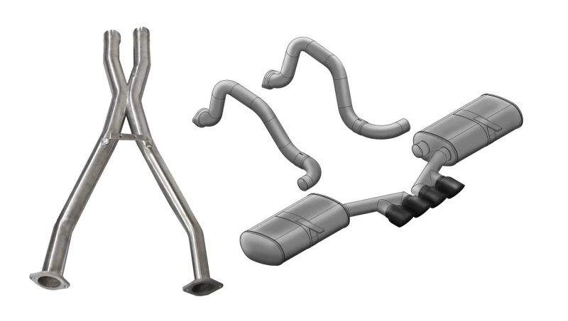 Corsa 97-04 Chevrolet Corvette (C5) 2.5in Sport Cat-Back Exhaust - 3.5in Black Tigershark Tips