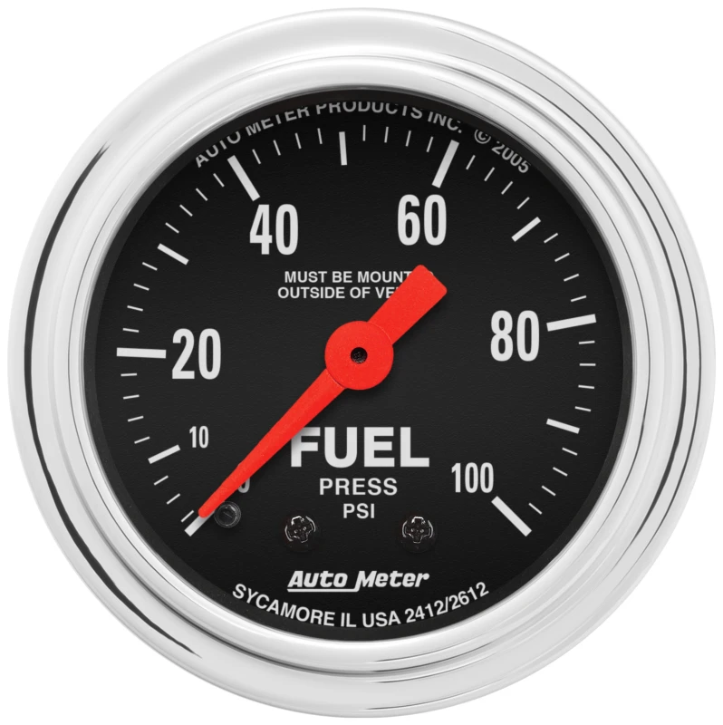 AutoMeter Gauge Fuel Pressure 2-1/16in. 100PSI Mechanical Traditional Chrome