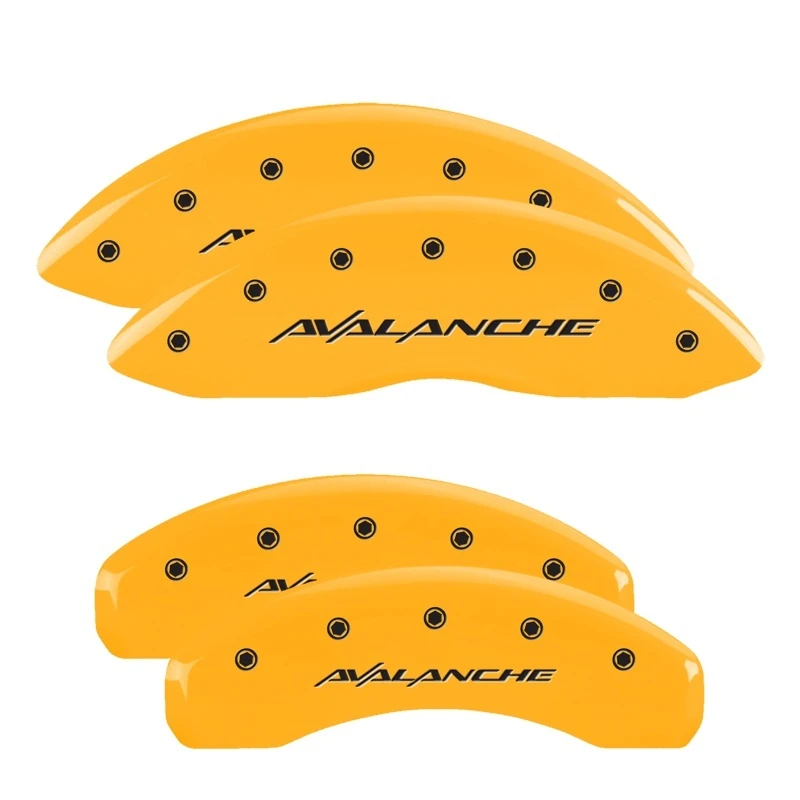 MGP 4 Bremse Caliper Abdeckungen Graviert V & H Avalanche Gelb Finish Schwarze Zeichen 2000 Chevrolet Silverado 2500