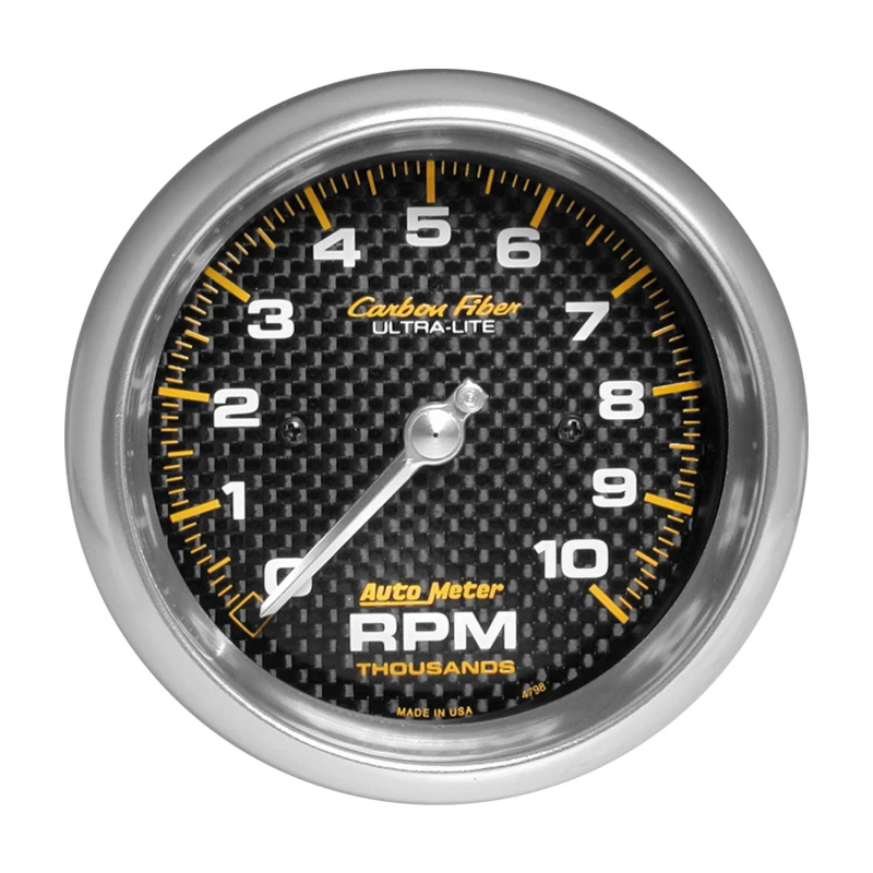 Autometer Carbon Fiber 3 3/8 10000 RPM In-Dash Tachometer