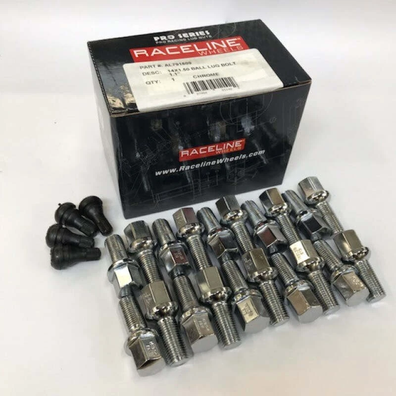 Raceline 14x1.50 1.1in Ball Seat Chrome Lug Bolts