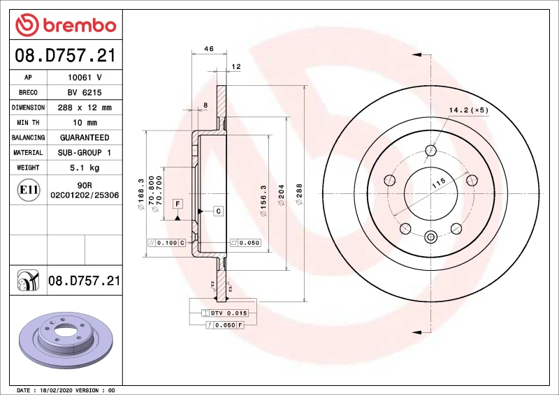 Brembo OE 19-21 ChevyEquinox/19-21 Malibu/20-21 GMC Terrain Friction Brake Disc