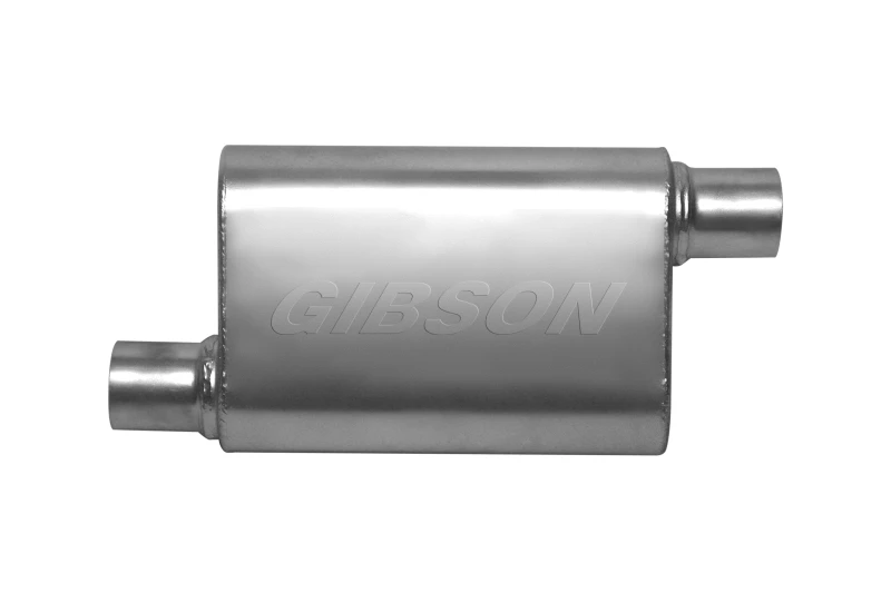 Gibson CFT Superflow Offset/Offset Oval Muffler - 4x9x13in/2.25in Inlet/2.25in Outlet - Stainless