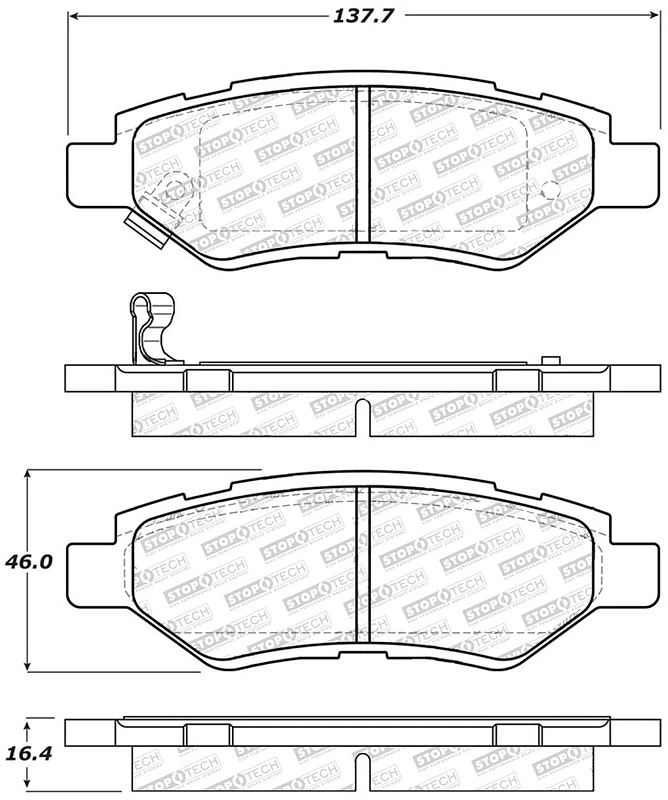 StopTech Street Select Brake Pads w/Hardware - Rear