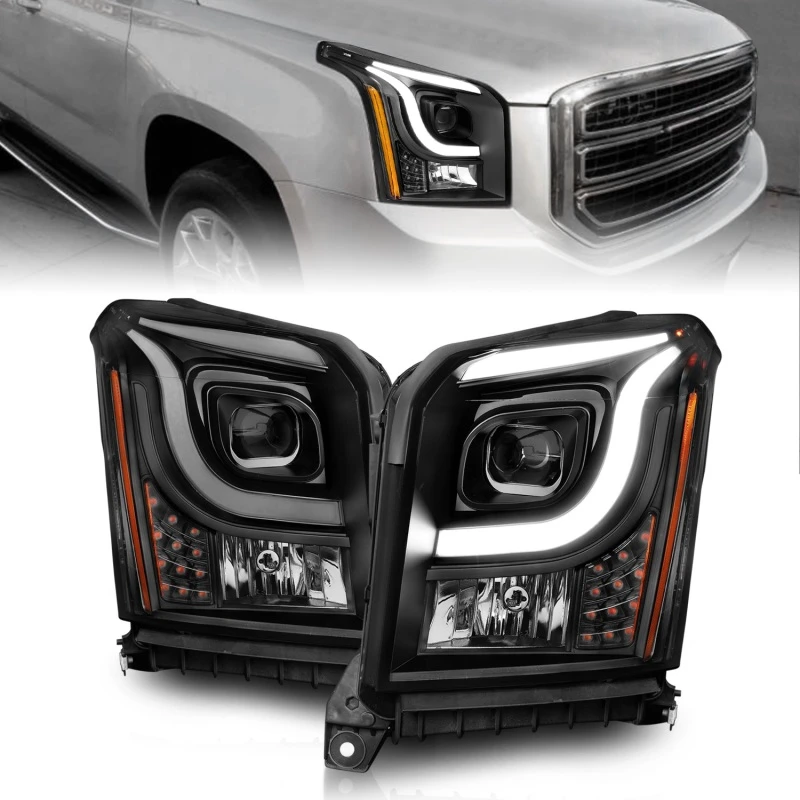Anzo 15-17 GMC Yukon/Yukon XL Projektor-Scheinwerfer Schwarz Gehäuse/Klare Linse (mit Lichtbalken)
