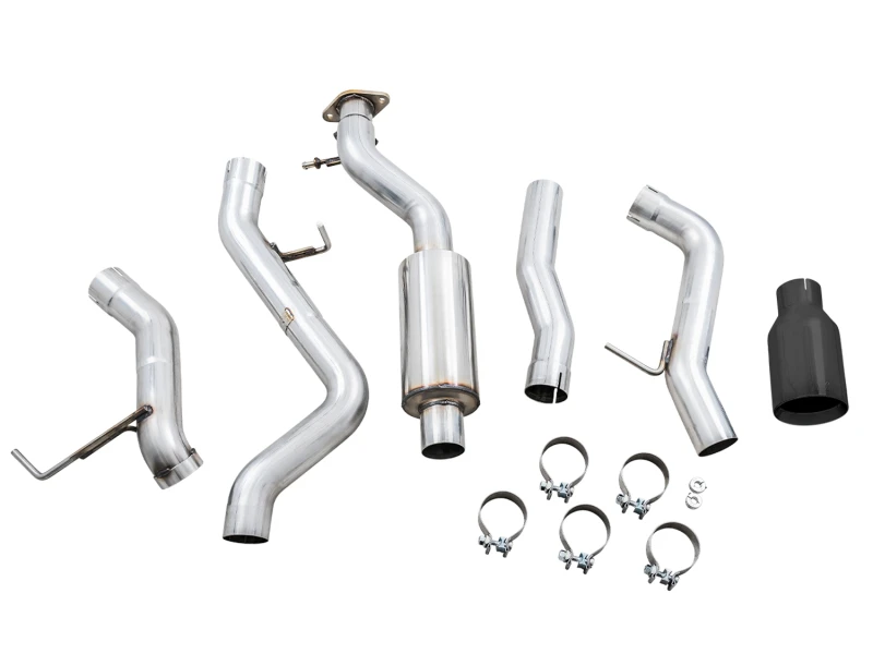 AWE Tuning 2021+ Ford Bronco 0FG Einzelrohrauslass Auspuff mit Diamant-Schwarz-Spitze und Bash Guard