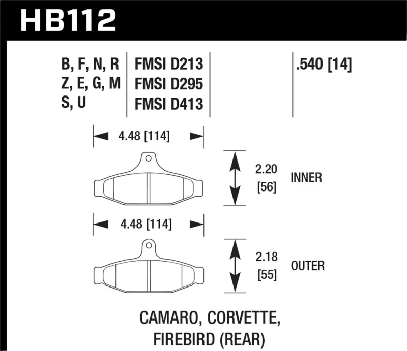Hawk 84-96 Corvette /88.5-97 Pontiac Firebird HPS Straßen-Bremsbelag hinten