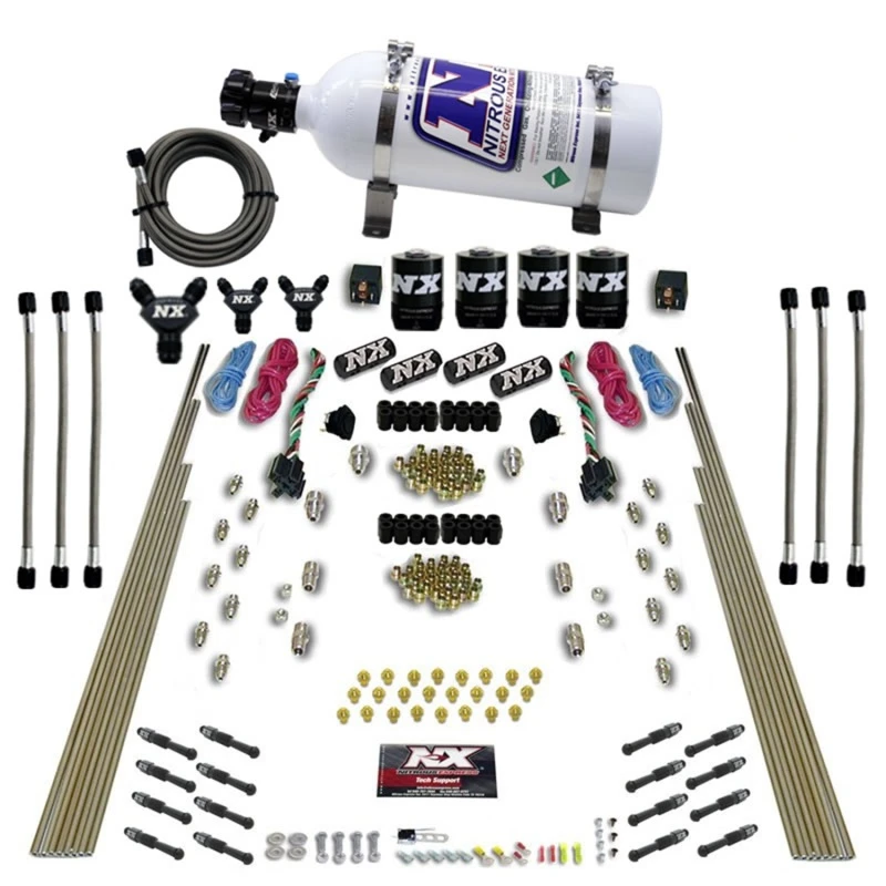 Nitrous Express 8-Zylinder-Trocken-Direkt-Port-Dual-Stage-4-Magnetventile-Nitrous-Kit (200-600PS) mit 5lb-Flasche