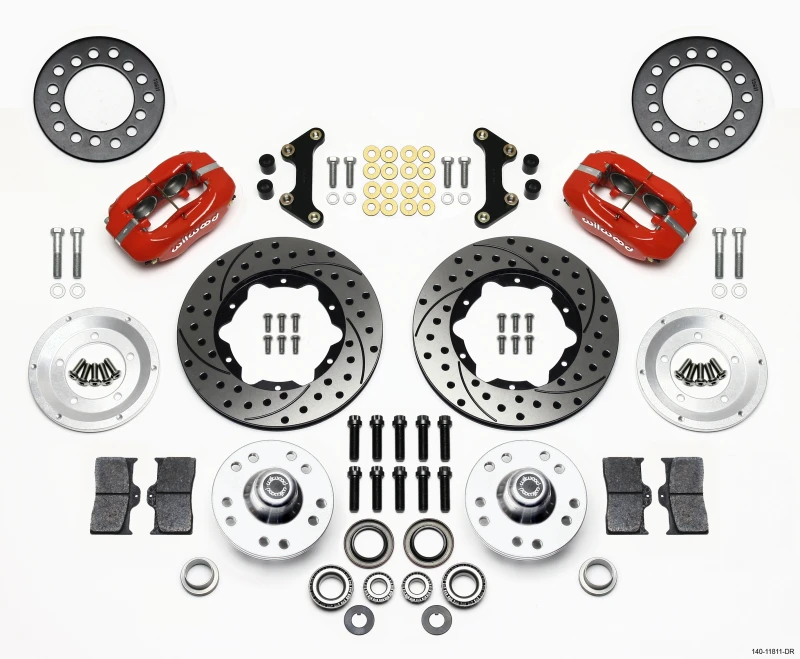 Wilwood Forged Dynalite Vorderes Kit 11,00 Zoll Bohr-Rot 49-54 Chevy / 53-62 Corvette