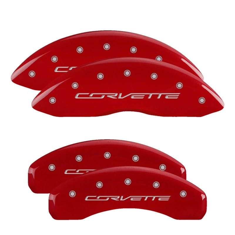 MGP 4 Bremssattel-Abdeckungen Gravur Vorne & Hinten C7/Corvette Rot Finish Silber ch
