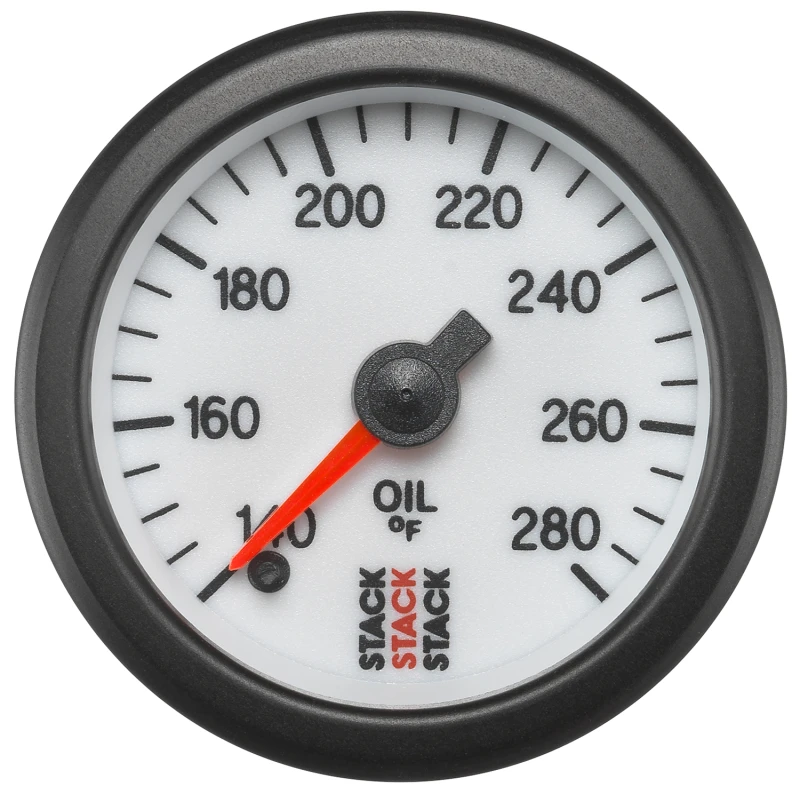 Autometer Stack 52mm 140-280 Deg F 1/8in NPTF Male Pro Stepper Motor Oil Temp Gauge - White