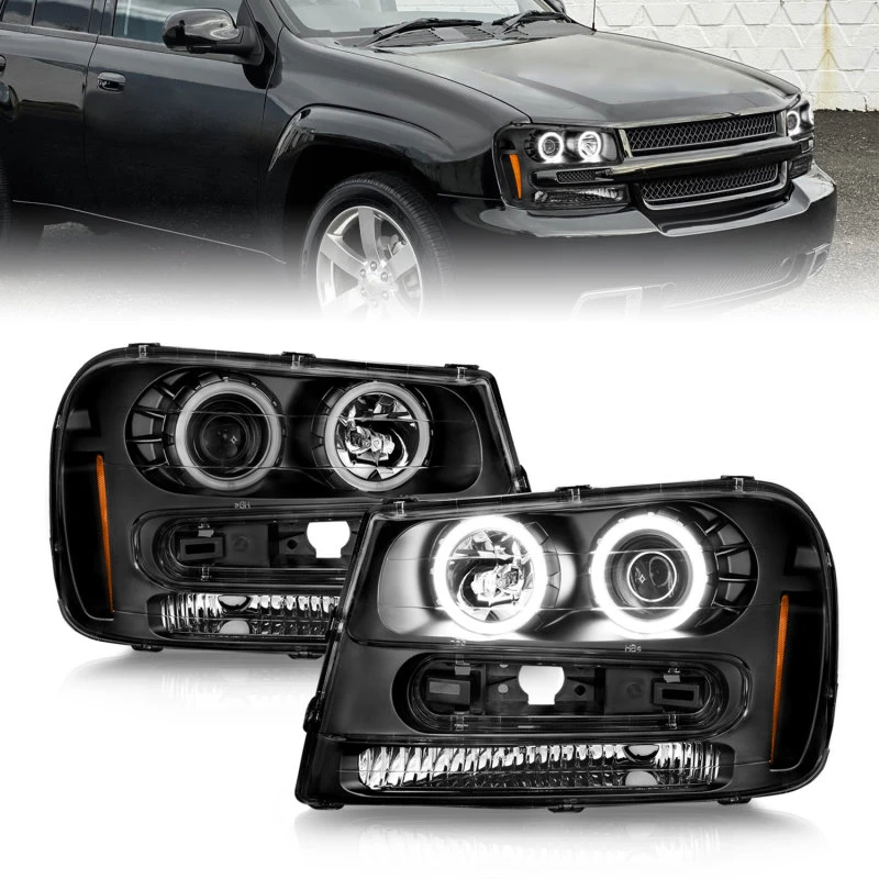 ANZO 02-09 Chevrolet Trailblazer Projektor-Scheinwerfer mit Halo Schwarzem Gehäuse