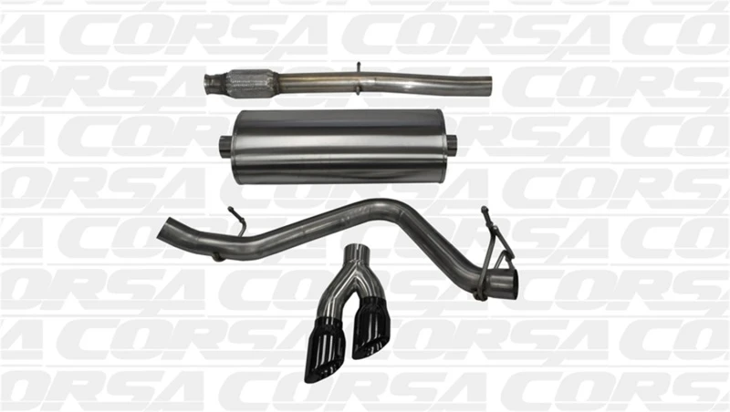 Corsa 14-19 GMC Sierra/Chevy Silv 1500 Crew Cab/Kurzes Bett 5.3L V8 Schwarz Sport Einzel Seite CB Auspuff