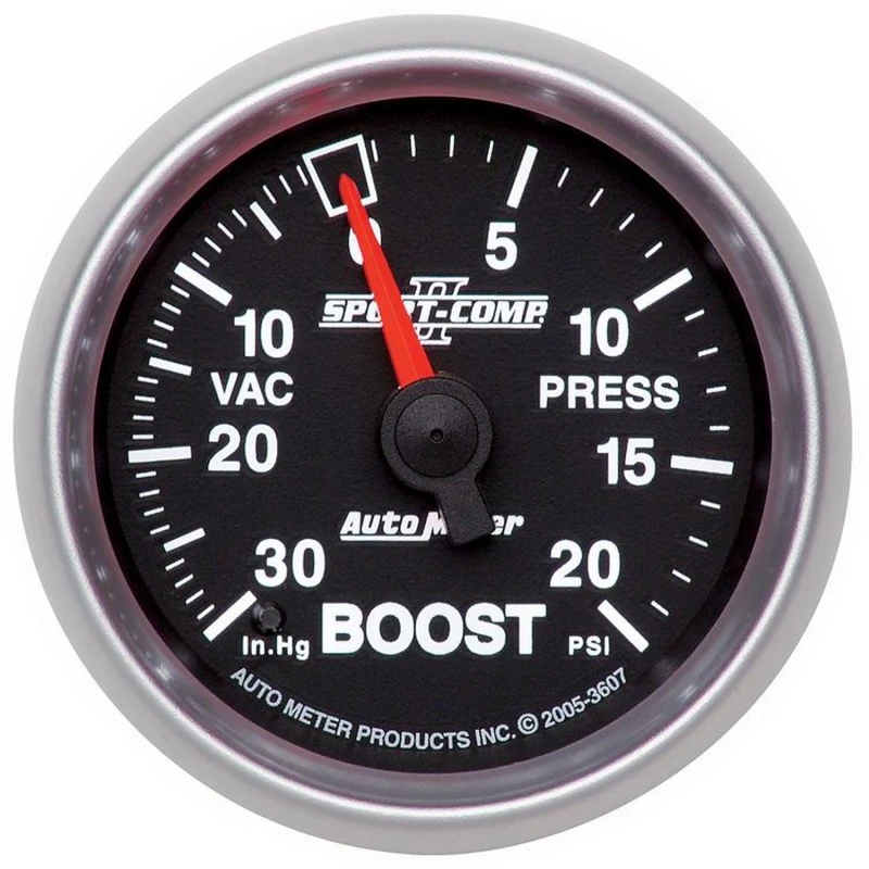 Autometer Sport-Comp II 52mm 30 In Hg/20 psi Mechanisches Vakuum-/Boost-Manometer