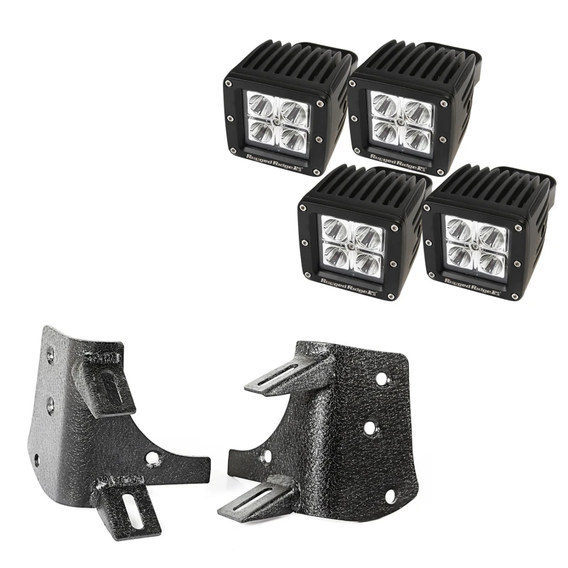 Rugged Ridge 97-06 Jeep Wrangler TJ/LJ 3-Zoll-Quadrat-Dual-A-Pillar-LED-Kit