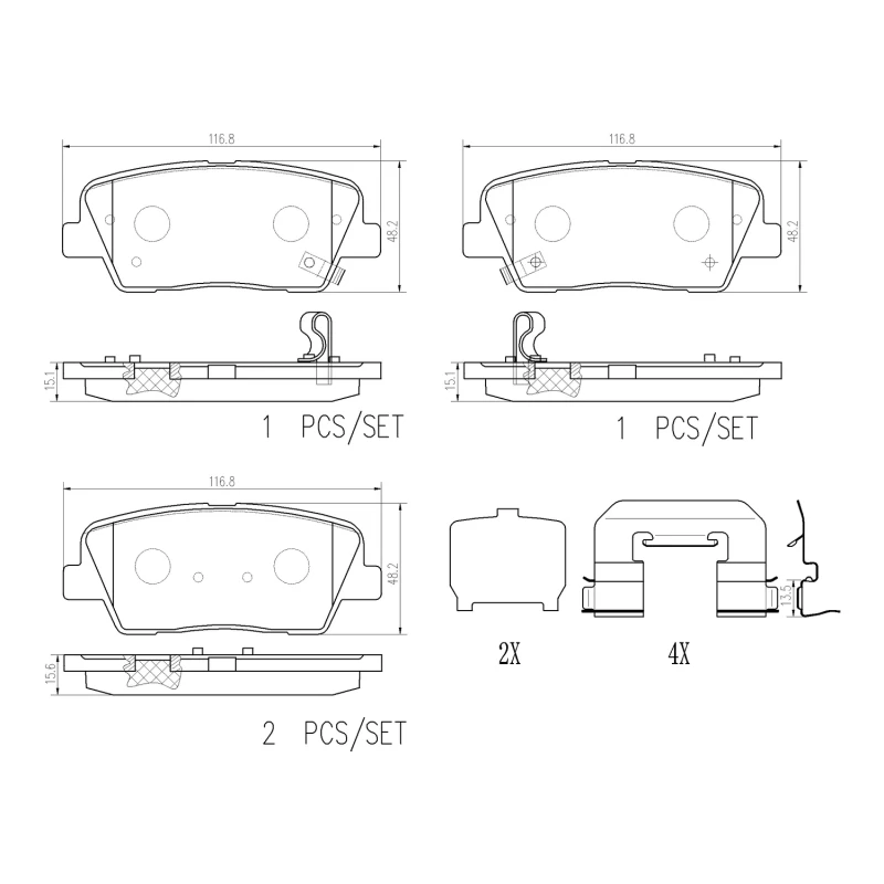 Brembo 18-21 Genesis G70/ Kia Stinger Rear NAO Brake Pad