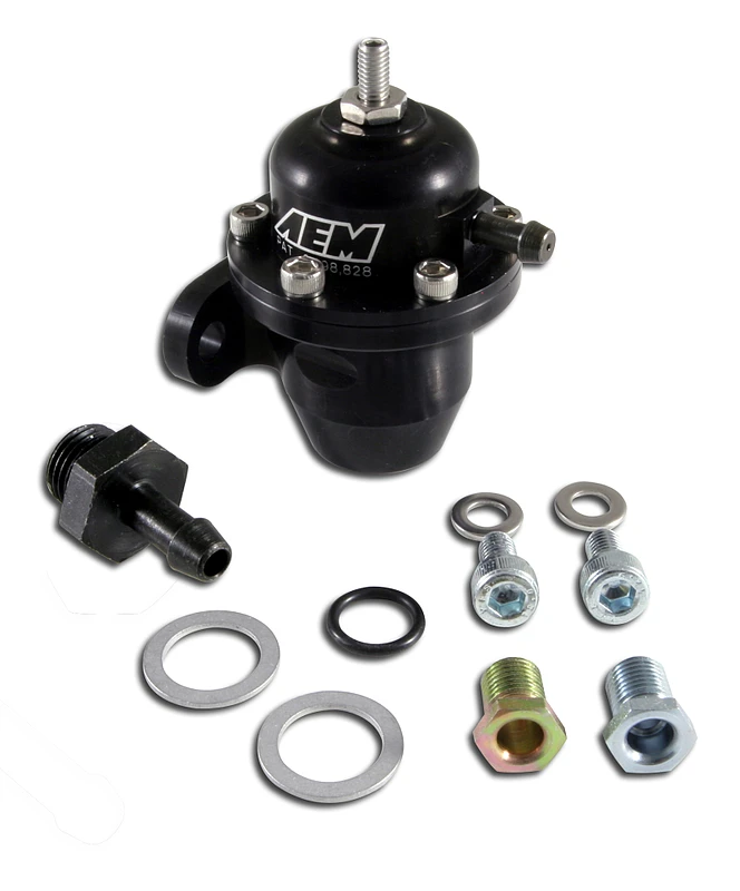 AEM 94-01 Acura Integra / 90-93 Honda Accord / 92-95 Honda Civic / 99-00 Honda Civic Schwarzer einstellbarer Kraftstoffdruckregler