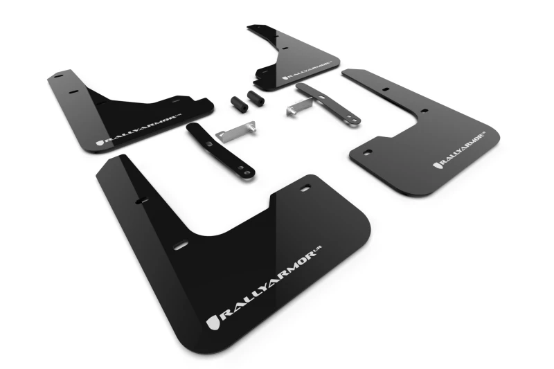 Rally Armor 2024 Tesla Model 3 Highland Schwarz UR Schmutzfänger Weißes Logo
