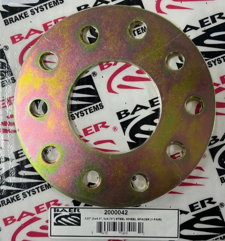 Baer Brakes .125in 5x4.50/4.75 Zinc-Coated Steel 5-Lug Wheel Spacers - Set of Two