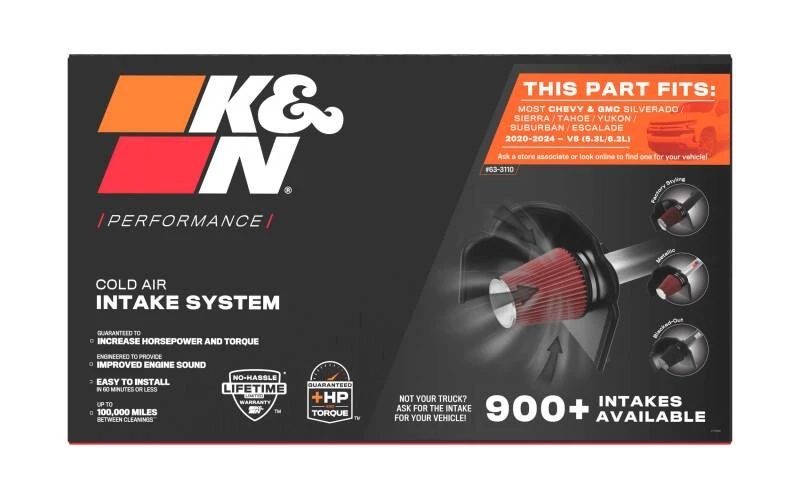K&N 2019+ Chevrolet 1500 5.3L / 6.2L V8 F/I Aircharger Performance Intake System