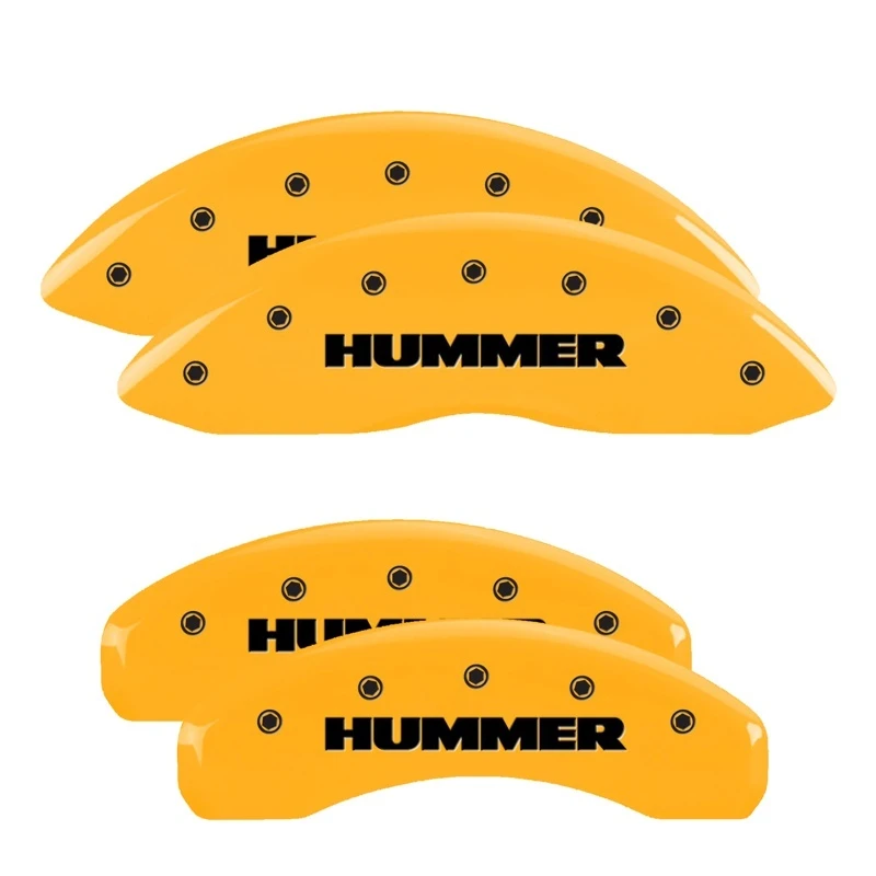 MGP 4 Bremse Caliper Abdeckungen Gravur Vorne & Hinten Hummer Gelb Finish Schwarz Char 2005 Hummer H2