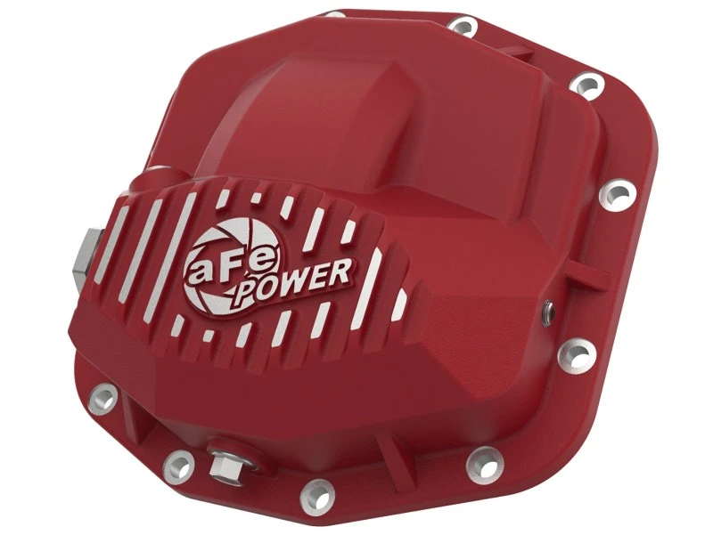 aFe Power Pro Serie Frontdifferential Abdeckung Rot mit bearbeiteten Rippen 18-19 Jeep JL (Dana M210)