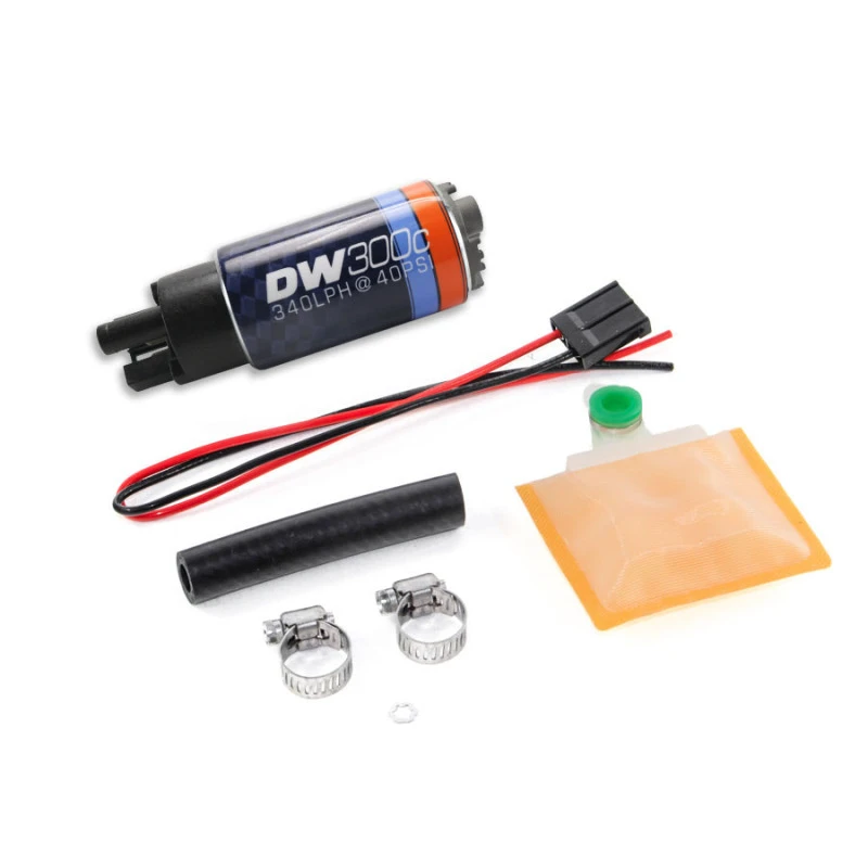 DeatschWerks 340lph DW300C Kompakte Kraftstoffpumpe mit Universeller Installations-Kit (ohne Montageclips)