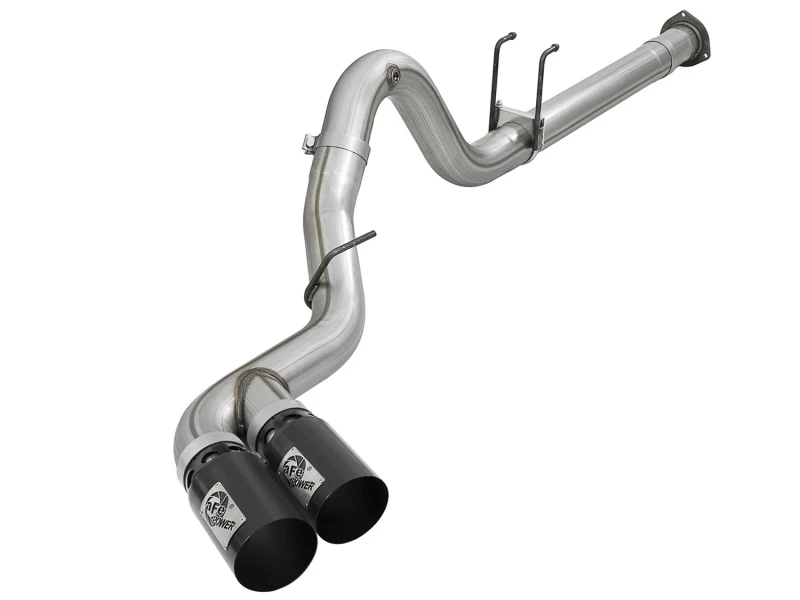 aFe Rebel XD 4 Zoll SS DPF-Back Auspuff 17-18 Ford Diesel Trucks V8-6,7L (td) mit Dual Black Tips