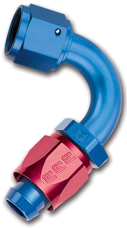 Russell Performance -6 AN Rot/Blau 120 Grad Full Flow Swivel Schlauchende (Mit 9/16 Zoll Radius)