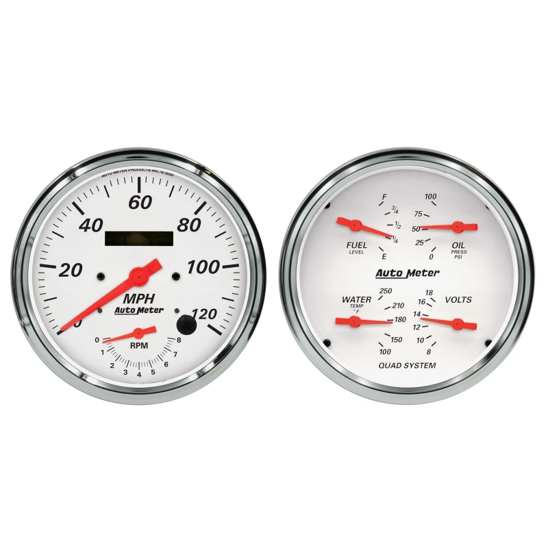 Autometer Arctic White Quad & Tach/Drehzahlmesser 5 Zoll - 2-teilig